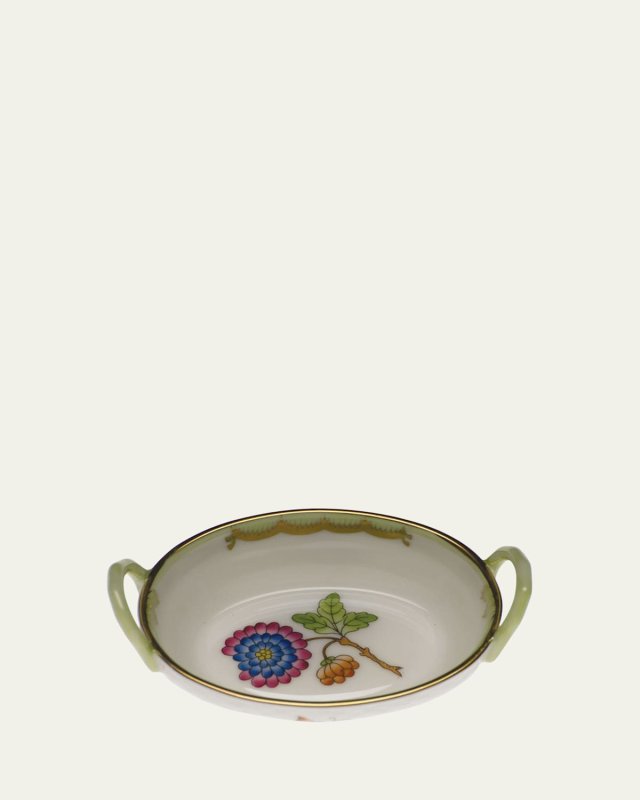 Queen Victoria Green Small Basket with Handles
